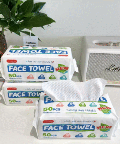 MA-766002WB Khăn lau mặt khô UYI-MOOMIA 50 tờ, dệt vân mây dày dặn (loại được đánh giá tốt, ngôi sao sáng).